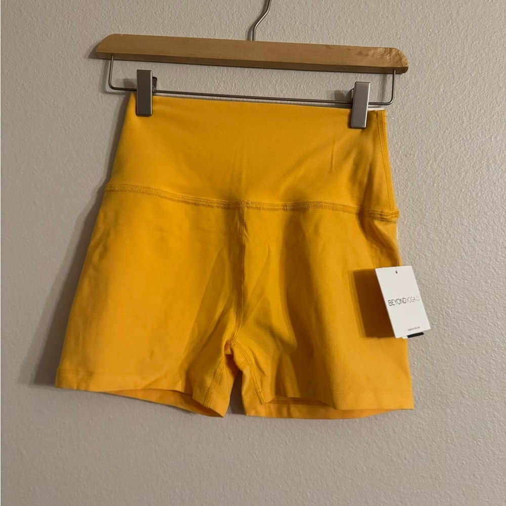 Beyond Yoga Yellow Bike Shorts High Waist Performance